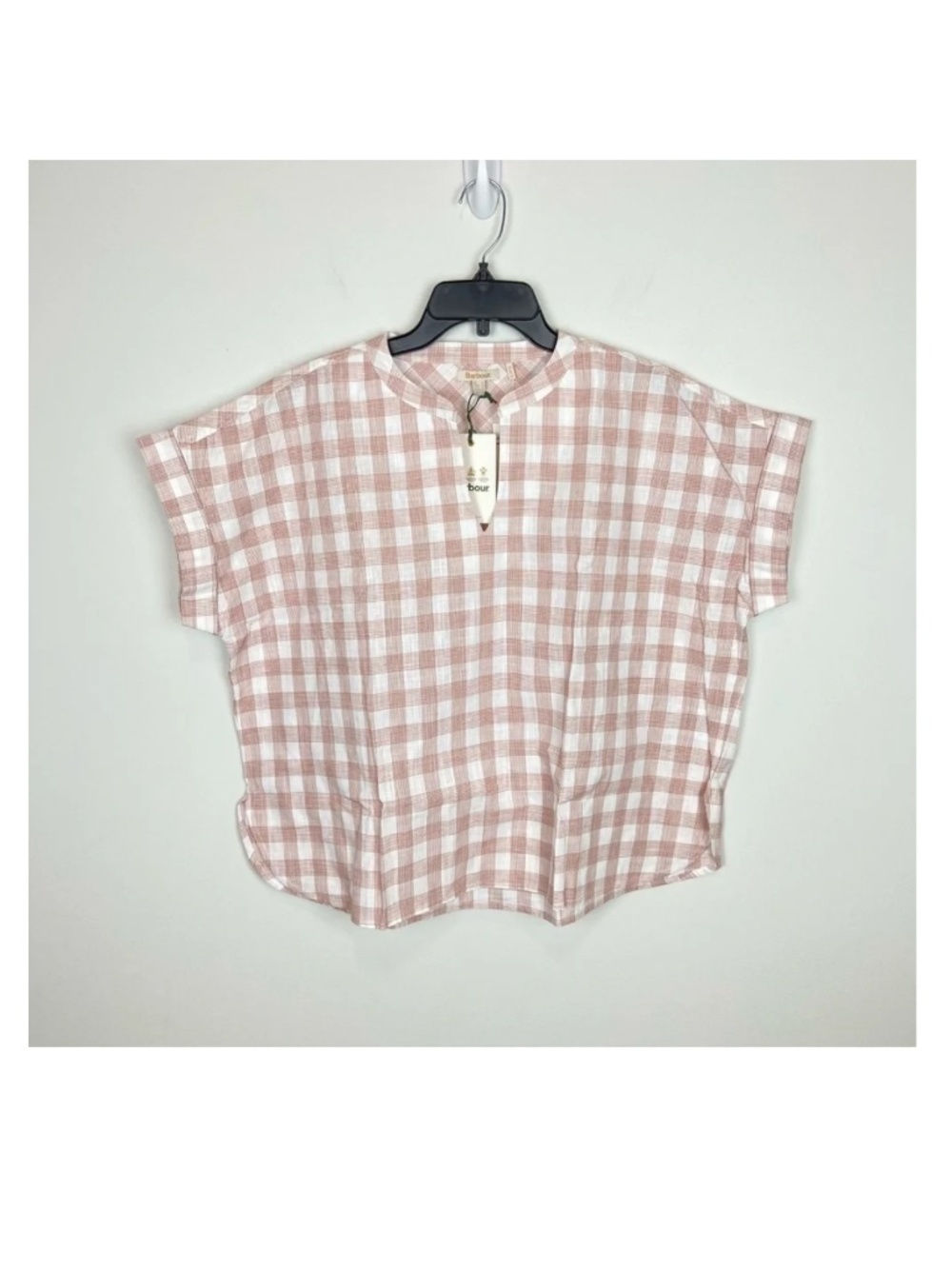 Barbour Stoneleigh Cotton Short Sleeve Top in Check Size 12